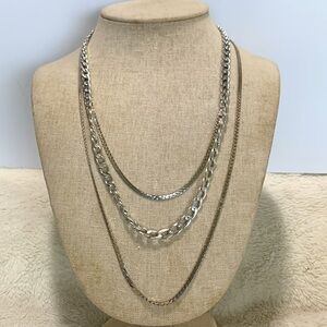 Silver necklace multi chain link